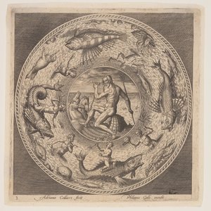 Poseidon, from a Set of Designs for Plates by Adriaen Collaert