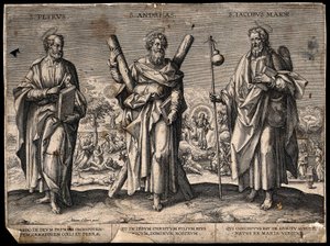 Saint Peter the Apostle, Saint Andrew the Apostle and Saint James the Great (Engraving) by Adriaen Collaert