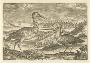 Two Birds in a Landscape Birds (series title) by Adriaen Collaert