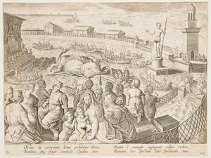 Whale Hunt by the Emperor Claudius in the harbour at Ostia, plate 19 in the Venationes Ferarum, Avium, Piscium series by Adriaen Collaert