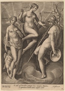 Venus, Juno and Minerva by Adriaen Collaert after Jan van der Straet