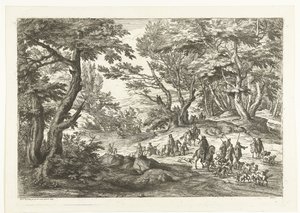 Landscape with Hunting Party by Adriaen Frans Boudewyns