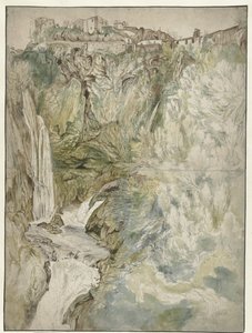 View of the Great Cascade at Tivoli by Adriaen Honich (attributed to)