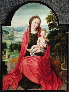 Virgin with the Infant Christ Holding a Pansy by Adriaen Isenbrandt or Isenbrant