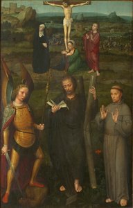 The Crucifixion with Saints Michael the Archangel, Andrew, and Francis of Assisi, c. 1510 by Adriaen Isenbrant