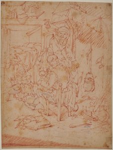 Dutch interior by Adriaen Jansz. van (attr. to) Ostade