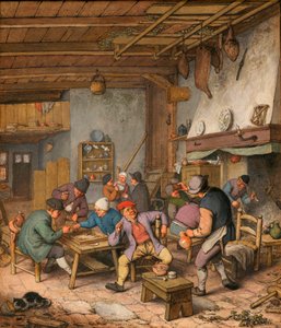 Room in an Inn with Peasants Drinking, Smoking and Playing Backgammon