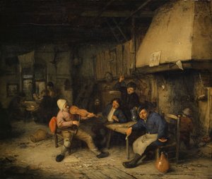 Violin Player and Drinking Farmers in a Tavern by Adriaen Jansz. van Ostade
