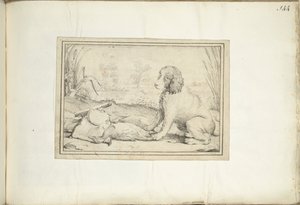 Dog Next to Hunting Gear and Prey in Landscape by Adriaen Matham (signed by artist)