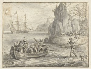 Celadon Begging Pirates to Take Him Along with His Abducted Wife, Galatea by Adriaen Pietersz van de Venne