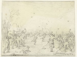 Men and Boys Throwing Snowballs by Adriaen Pietersz van de Venne