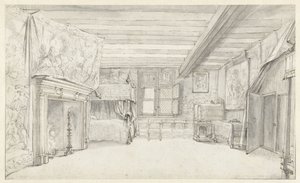 View of a Richly Appointed Chamber with a Four-poster Bed by Adriaen Pietersz van de Venne
