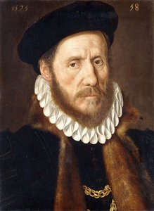 Portrait of a Bearded Gentleman, Bust Length, Wearing Gold Chains Beneath a Fur-lined Coat, 1575