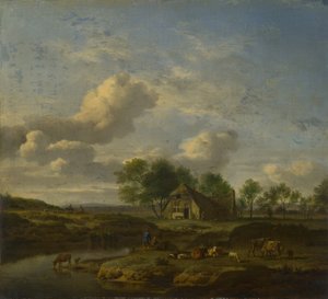 Landscape with a Farm by a Stream by Adriaen Velde van de