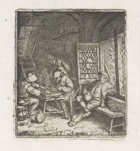 Peasant interior with tric-trac players