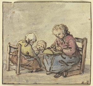 Three Girls, the Eldest Making Lace by Adriaen van Ostade