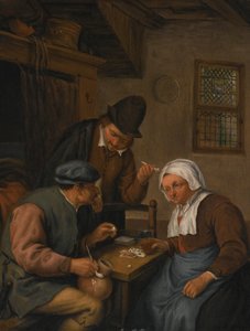 Interior with Peasants Playing Cards by Adriaen van Ostade