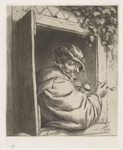 Smoking Farmer in a Window Opening