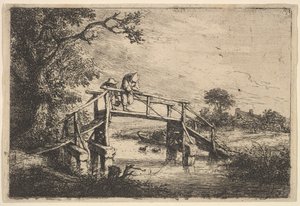 Two Anglers on a Bridge, 1647 by Adriaen van Ostade