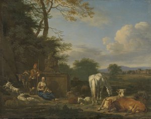 Arcadian Landscape with resting Shepherds and Animals, 1664 by Adriaen van de Velde