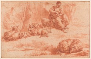 Shepherdess with Sheep by Adriaen van de Velde