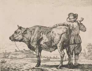 Man Standing with Bull by Adriaen van de Velde