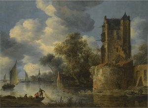 River Landscape with a Bastion by Adriaen van der Cabel