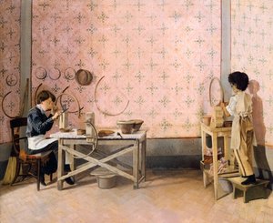 Children working in alabaster by Adriano Cecioni