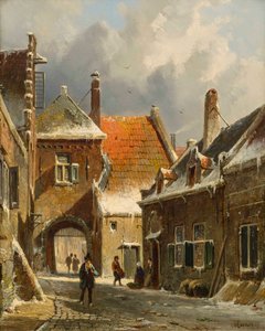 A Winter Street Scene by Adrianus Eversen