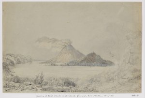 View from Lontar on Banda Neira and Smoking Gunungapi, Banda Islands, Central Moluccas