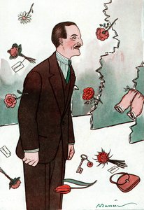 Cartoon depicting the French comedian Victor Boucher - Drawing by Adrien Barrere from Fantasio by Adrien Barrere