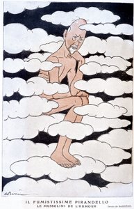 Portrait of Luigi Pirandello (1867 - 1936), Italian playwright - Illustration by Adrien Barrere (1877-1931) in Fantasio from 01/08/1925 by Adrien Barrere