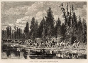 The entire geographic mission, en route to Mount Hayden, along the Henri River, engraved after A. Marie
