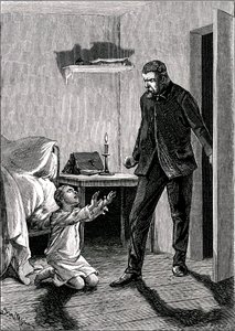 The spy child: A child throws himself at his father