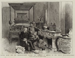 Victor Hugo and His Grandchildren Jeanne and Georges, a Sketch in the Poet