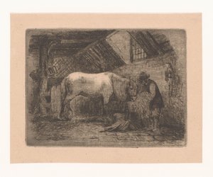 Horse in a Stable by Adrien Joseph Verhoeven Ball