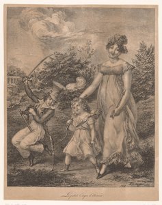 Woman and Two Children with Toy Weapons by Adrien Victor Auger