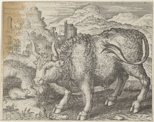 Fable of the Bull and the Mouse by Egidius  Sadeler (II)
