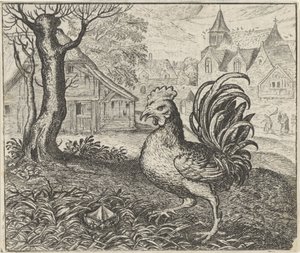 Fable of the Cock and the Diamond by Egidius  Sadeler (II)