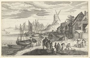 Landscape on the Coast with Windmill by Egidius  Sadeler (II)