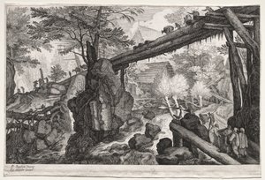 Landscape with Log Bridge over Cataract