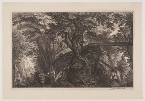 A Forest with a Wooden Bridge on the Right, from Eight Scenes from Bohemia by Aegidius Sadeler II