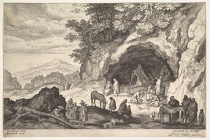 Mountainous Landscape with a Group of Gypsies by Aegidius Sadeler II