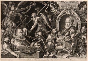 Portrait of Bartolomaeus Spranger with an Allegory of the Death of His Wife, Christina Müller by Aegidius Sadeler II