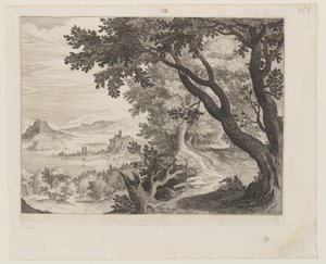 Riverscape with Two People Sitting under a Tree by Aegidius Sadeler II