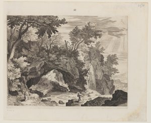 Rocky Landscape with The Stigmatization of St. Francis by Aegidius Sadeler II