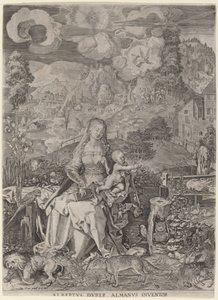 Virgin and Child in a Landscape by Aegidius Sadeler II after Albrecht Dürer