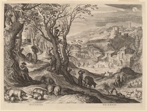 November and December by Aegidius Sadeler II after Paul Bril