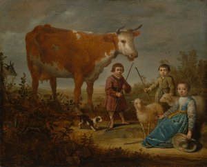 Children and a Cow