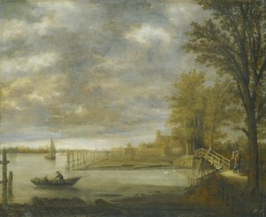 View of Dordrecht from the South, with Lumber Yards in the Foreground by Aelbert Cuyp